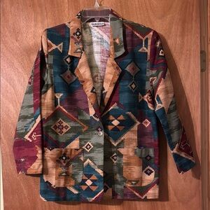 Sunbelt Green, teal maroon Southwest Blazer. 100% cotton made in USA! (mlb)